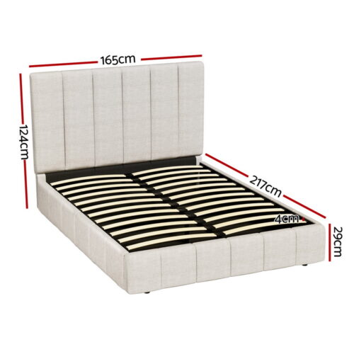 Artiss Bed Frame Queen Size Beige TETTE - Image 2