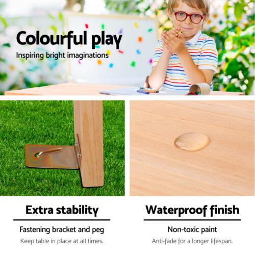 Keezi Kids Outdoor Table and Chairs Picnic Bench Set Children Wooden - Image 5