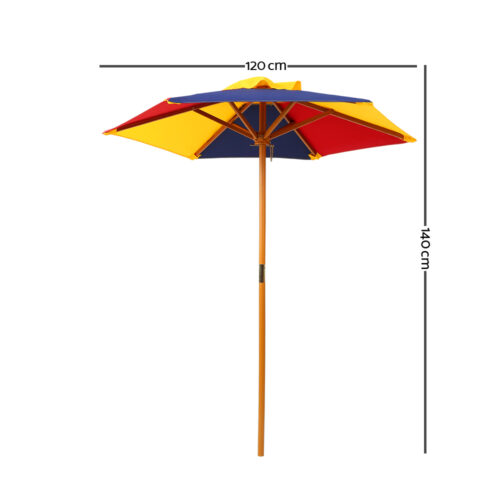 Keezi Kids Wooden Picnic Table Set with Umbrella - Image 3