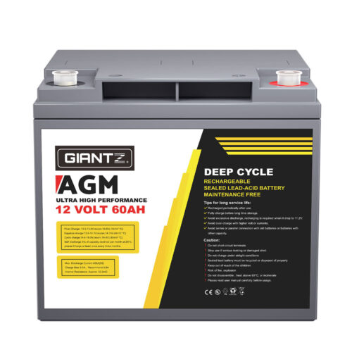 Giantz AGM Battery 12V 60Ah Deep Cycle Box Portable Solar Caravan Camping - Image 3