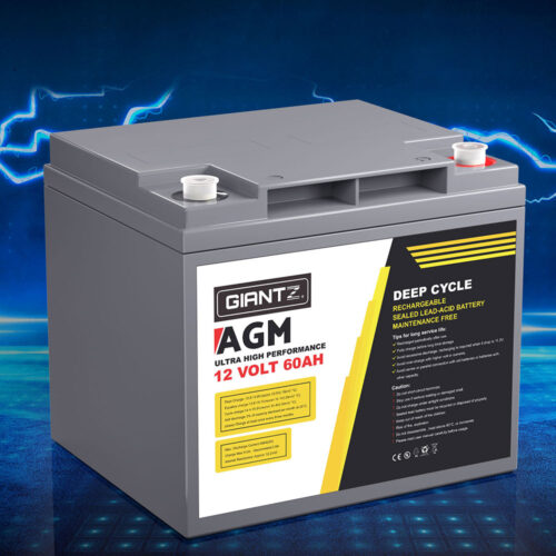 Giantz AGM Battery 12V 60Ah Deep Cycle Box Portable Solar Caravan Camping - Image 7
