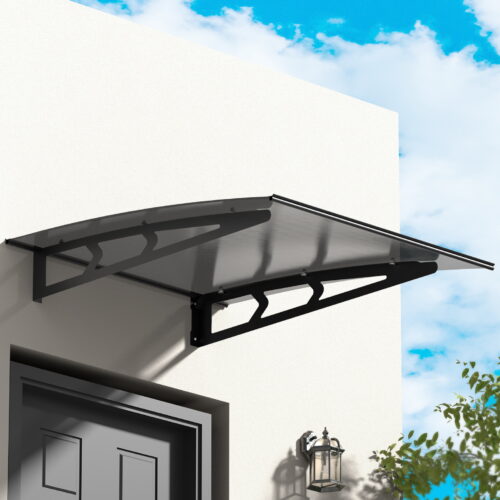 Instahut Window Door Awning Canopy 1mx1m Grey Solid Sheet Metal Frame - Image 4