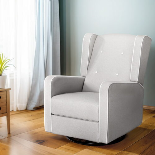 Artiss Recliner Armchair 360� Swivel Grey Fabric - Image 7