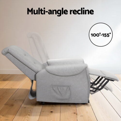 Artiss Recliner Chair Lift Assist Chair Leather Grey - Image 4