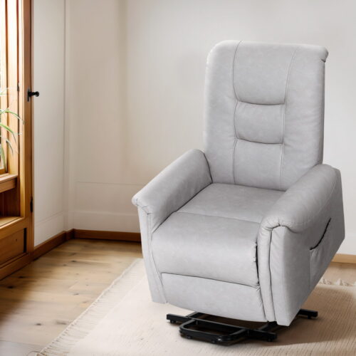 Artiss Recliner Chair Lift Assist Chair Leather Grey - Image 7