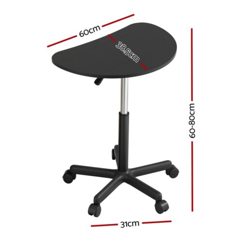 Artiss Laptop Desk Portable Height Adjustable Table Caster Wheels 60CM Black - Image 2
