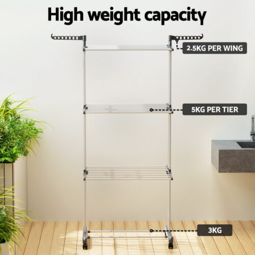 Artiss Clothes Airer Drying Rack 173cm Coat Hanger Foldable - Image 7