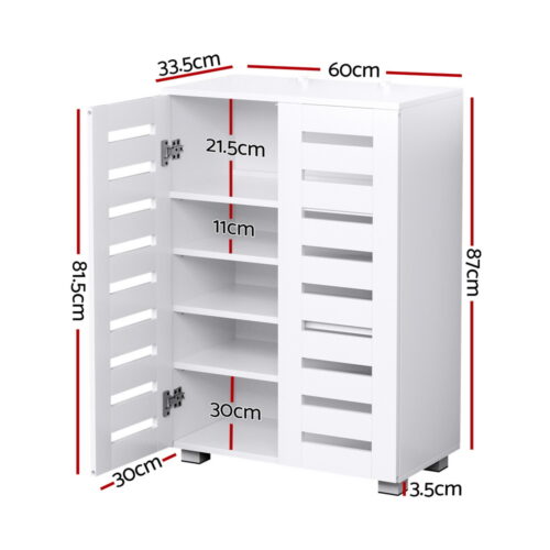 Artiss Shoe Rack Storage Cabinet 20 Pairs 5-tier White Alster - Image 4