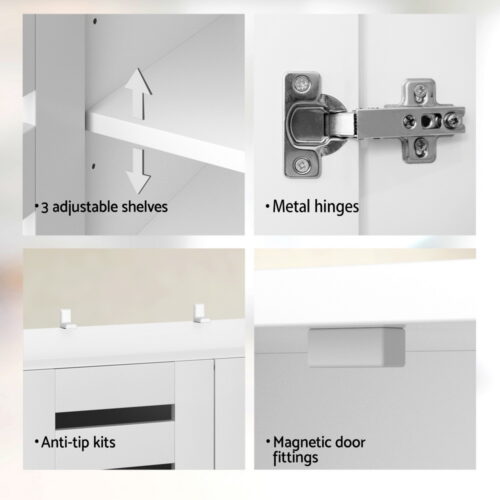 Artiss Shoe Rack Storage Cabinet 20 Pairs 5-tier White Alster - Image 7