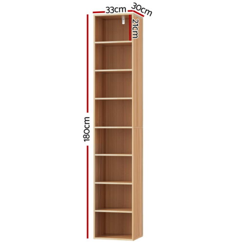 Artiss Bookshelf 8 Tiers MILO Pine - Image 4