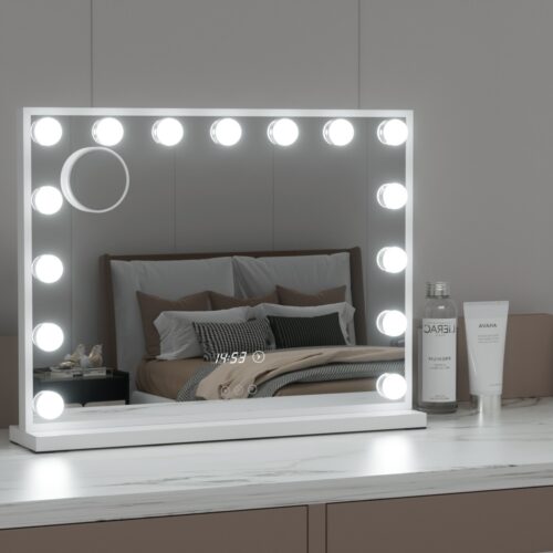 Embellir Makeup Mirror 58x45cm Hollywood Vanity with LED Light Tabletop White - Image 7