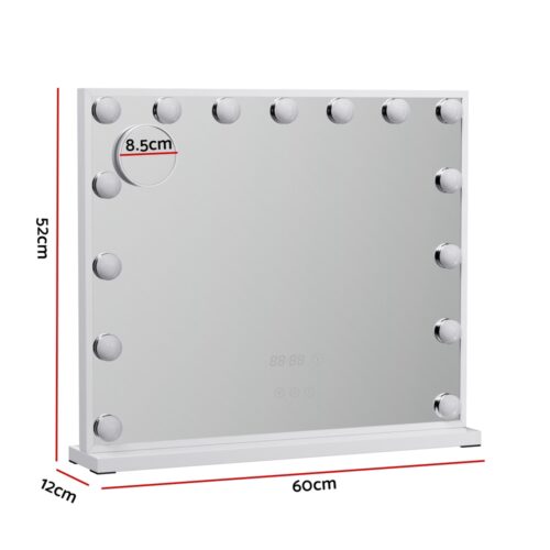 Embellir Makeup Mirror 60x52cm Hollywood Vanity with LED Light Tabletop White - Image 2