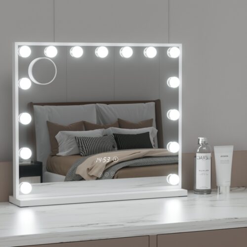 Embellir Makeup Mirror 60x52cm Hollywood Vanity with LED Light Tabletop White - Image 7
