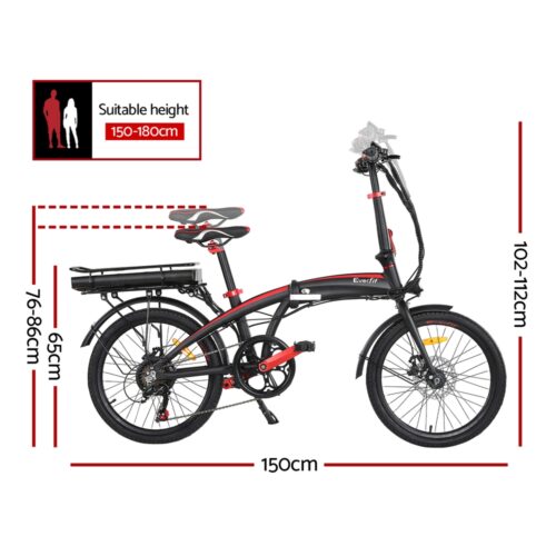 Everfit Folding Electric Bike Urban City Bicycle eBike Rechargeable Battery 250W - Image 2