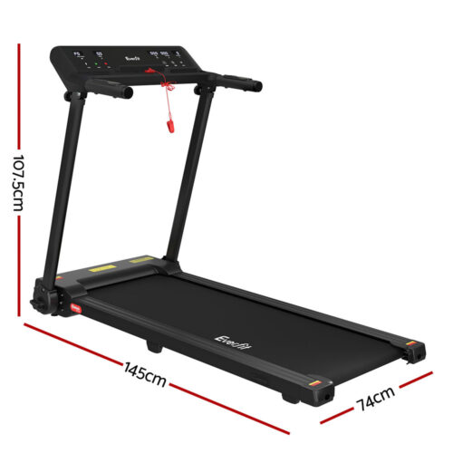 Everfit Treadmill Electric Home Gym Fitness Exercise Knob Foldable 450mm Black - Image 2