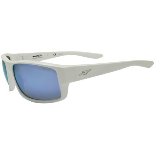 Arnette AN 4224 262422 Polarized Boxcar Shiny White Blue Mirror Mens Sunglasses