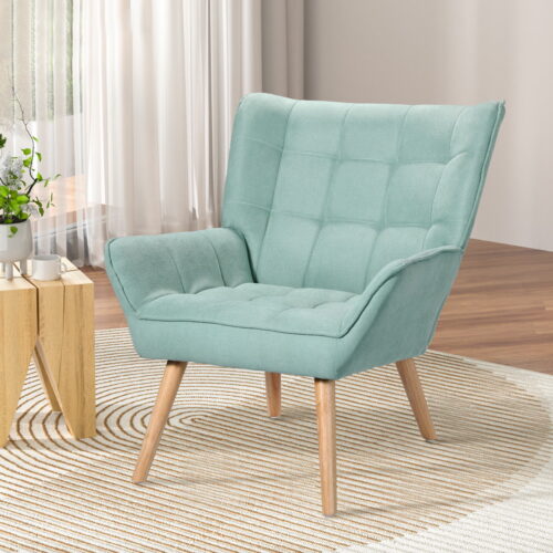 Artiss Armchair Lounge Chair Accent Chairs Sofa Linen Fabric Cushion Seat Blue - Image 6