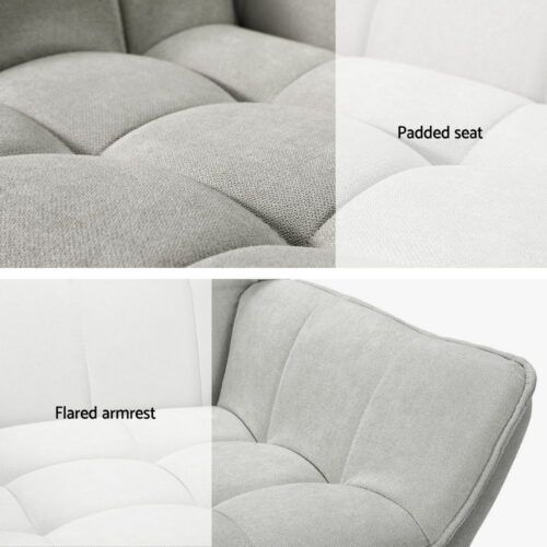 Artiss Armchair Lounge Chair Accent Chairs Sofa Linen Fabric Cushion Seat Grey - Image 4