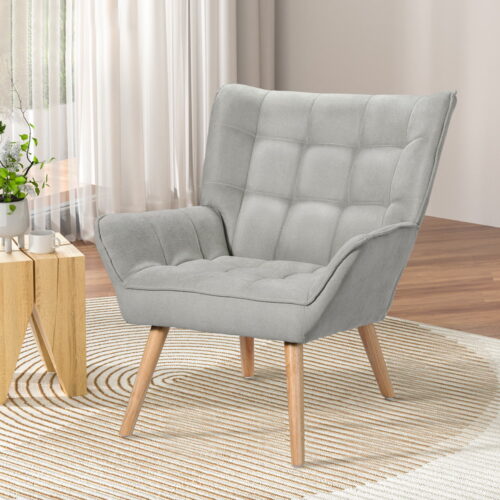 Artiss Armchair Lounge Chair Accent Chairs Sofa Linen Fabric Cushion Seat Grey - Image 6