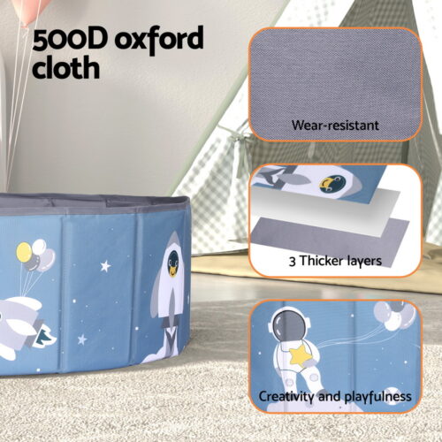 Keezi Kids Ball Pool Pit Toddler Play Foldable Child Playhouse Storage Bag Blue - Image 6