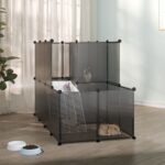Small Animal Cage Black 142x74x93cm PP Steel