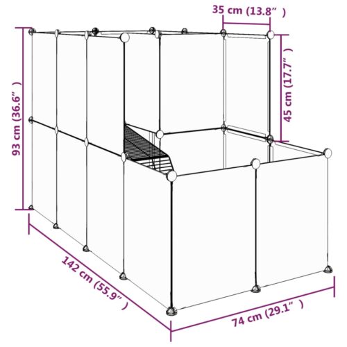 Small Animal Cage Black 142x74x93cm PP Steel - Image 8