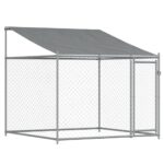 Dog Cage with Roof Door Grey 2x2x2mGalvanised Steel