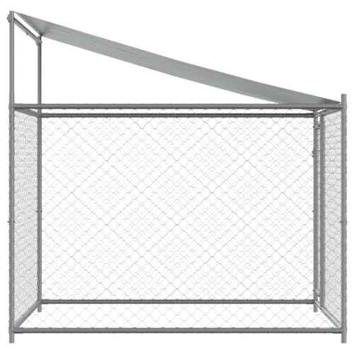 Dog Cage with Roof Door Grey 2x2x2mGalvanised Steel - Image 4