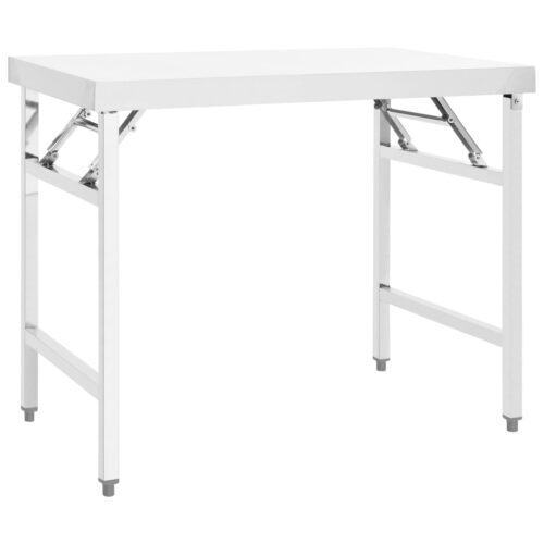 Kitchen Folding Work Table 100x60x80cm Stainless Steel