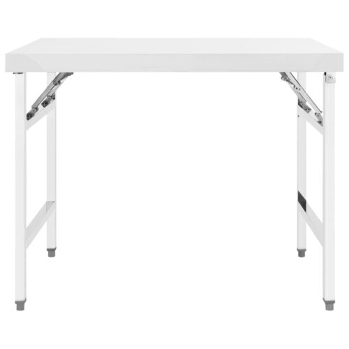 Kitchen Folding Work Table 100x60x80cm Stainless Steel - Image 2