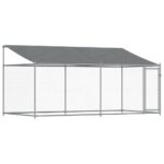 Dog Cage with Roof Door Grey 4x2x2mGalvanised Steel