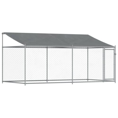 Dog Cage with Roof Door Grey 4x2x2mGalvanised Steel