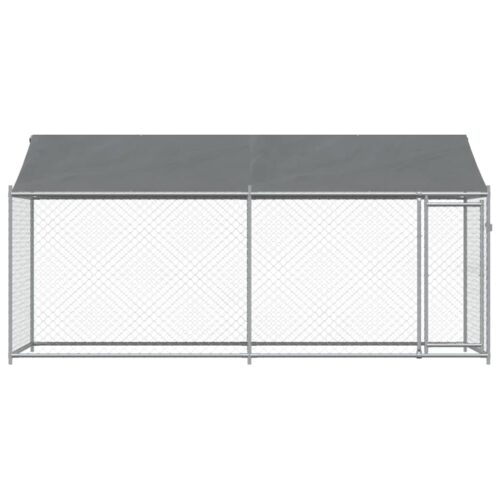 Dog Cage with Roof Door Grey 4x2x2mGalvanised Steel - Image 3