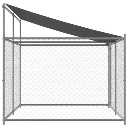 Dog Cage with Roof Door Grey 4x2x2mGalvanised Steel - Image 4