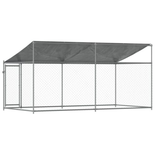 Dog Cage with Roof Door Grey 4x2x2mGalvanised Steel - Image 5