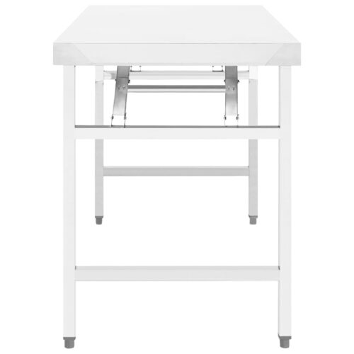 Kitchen Folding Work Table 120x60x80cm Stainless Steel - Image 3