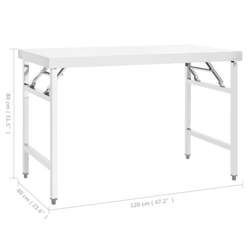 Kitchen Folding Work Table 120x60x80cm Stainless Steel - Image 7