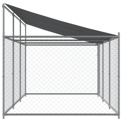 Dog Cage with Roof Door Grey 6x2x2mGalvanised Steel - Image 4