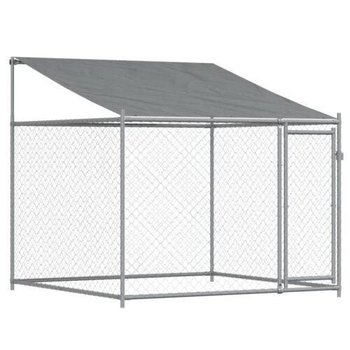 Dog Cage with Roof Door Grey 6x2x2mGalvanised Steel - Image 6