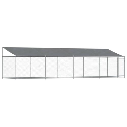 Dog Cage with Roof Door Grey 8x2x2mGalvanised Steel