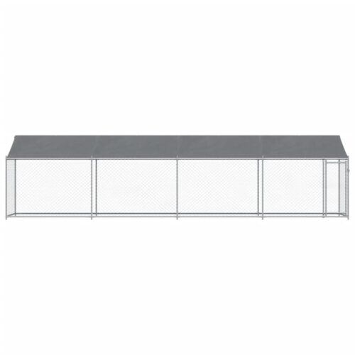 Dog Cage with Roof Door Grey 8x2x2mGalvanised Steel - Image 3