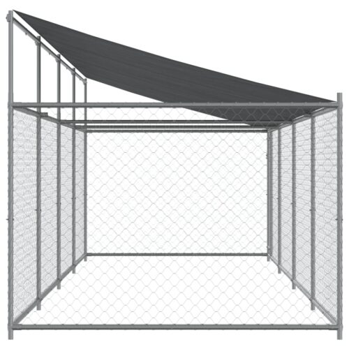Dog Cage with Roof Door Grey 8x2x2mGalvanised Steel - Image 4