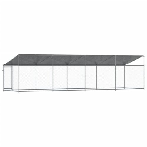 Dog Cage with Roof Door Grey 8x2x2mGalvanised Steel - Image 5