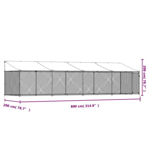 Dog Cage with Roof Door Grey 8x2x2mGalvanised Steel - Image 8