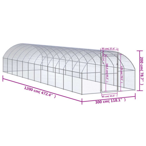 Outdoor Chicken Coop 3x12x2mGalvanised Steel - Image 7