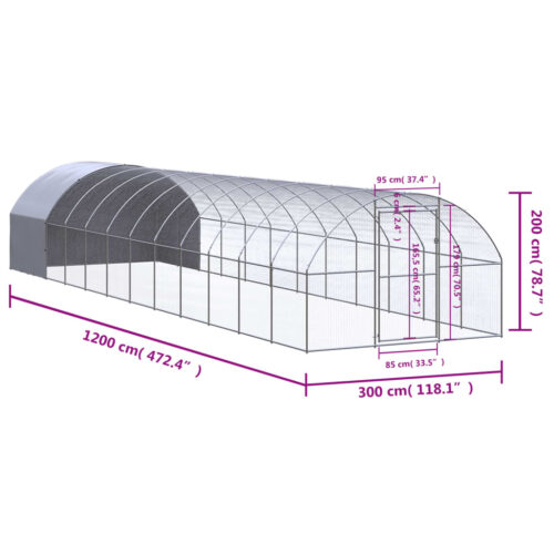 Outdoor Chicken Coop 3x12x2mGalvanised Steel - Image 9