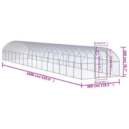 Outdoor Chicken Coop 3x16x2mGalvanised Steel - Image 7