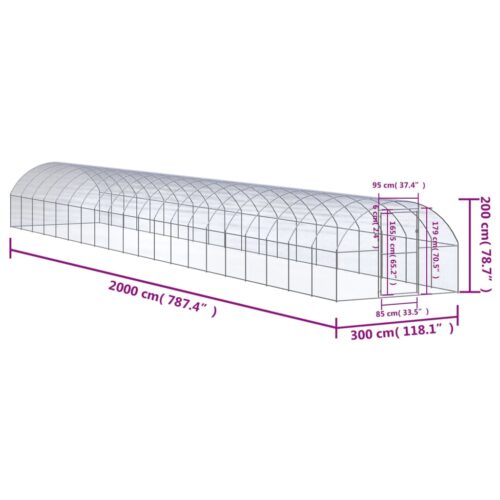 Outdoor Chicken Coop 3x20x2mGalvanised Steel - Image 7