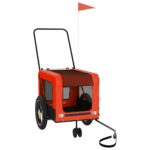 Pet Bike Trailer Orange Black Oxford Fabric Iron