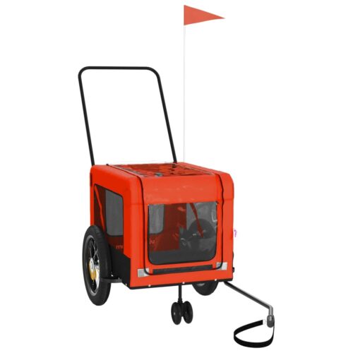Pet Bike Trailer Orange Black Oxford Fabric Iron - Image 3